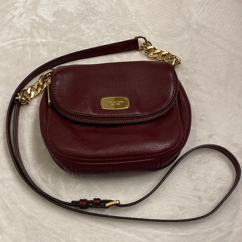 Michael Kors Dark Red Crossbody Bag with Gold Accents - Picture 2 of 8